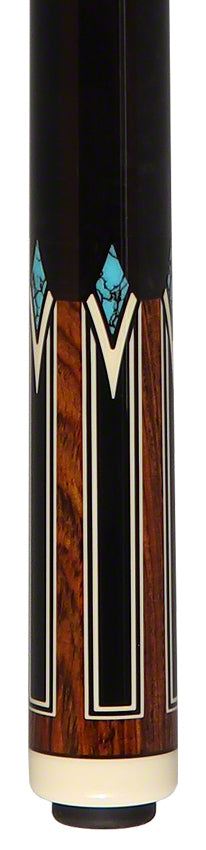 J Pechauer P17R Pro Series Pool Cue - Cocobolo with Black Points and Turquoise Inlays