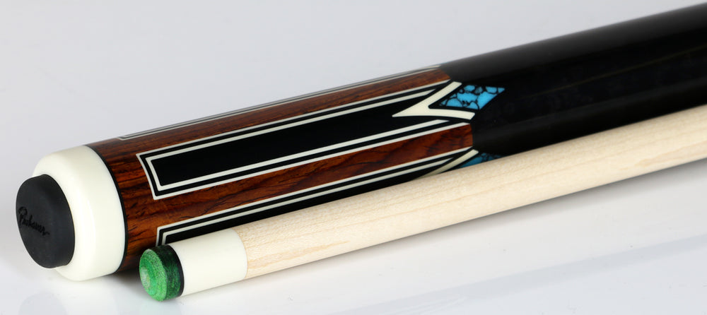 J Pechauer P17R Pro Series Pool Cue - Cocobolo with Black Points and Turquoise Inlays