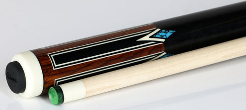 J Pechauer P17R Pro Series Pool Cue - Cocobolo with Black Points and Turquoise Inlays 3