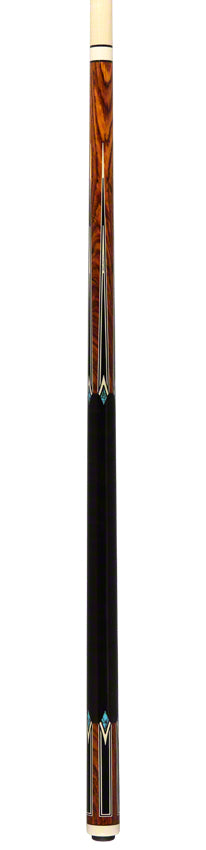J Pechauer P17R Pro Series Pool Cue - Cocobolo with Black Points and Turquoise Inlays