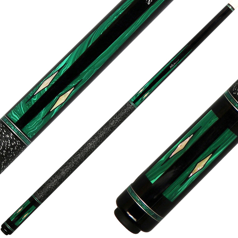 J Pechauer P18N Pro Series Pool Cue - Ebony Stain with Malachite Points