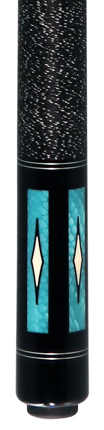 J Pechauer P18R Pro R Series Pool Cue - Ebony-Stained Maple with Aqua Exotic Points and Sim. Ivory Inlays with Irish Linen Wrap 2