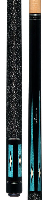 J Pechauer P18R Pro R Series Pool Cue - Ebony-Stained Maple with Aqua Exotic Points and Sim. Ivory Inlays with Irish Linen Wrap 3