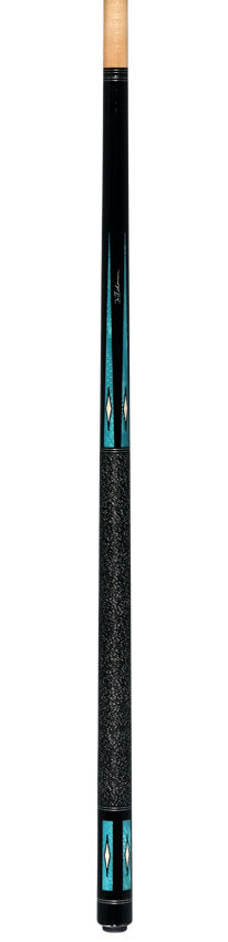 J Pechauer P18R Pro R Series Pool Cue - Ebony-Stained Maple with Aqua Exotic Points and Sim. Ivory Inlays with Irish Linen Wrap 4