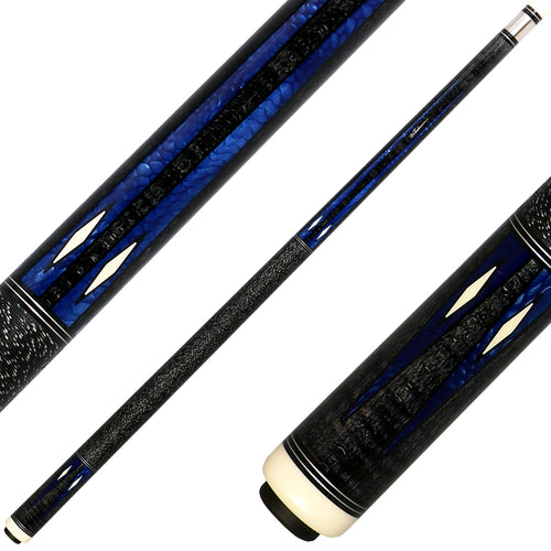J Pechauer P19C-B Pro Series Pool Cue - Ebony Stain with Blue Avorion Points 1