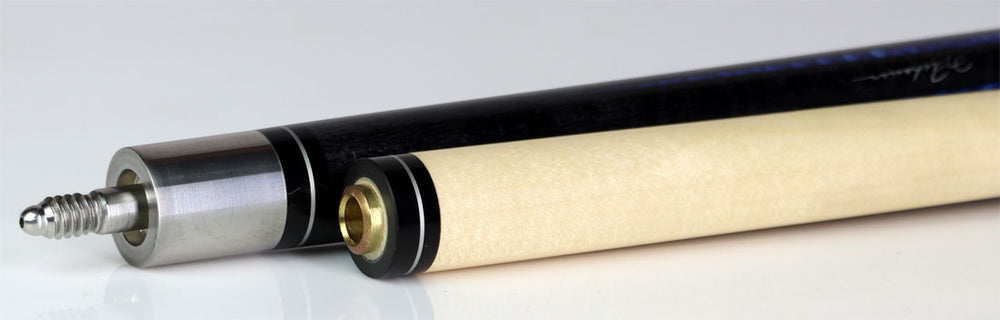 J Pechauer P19C-B Pro Series Pool Cue - Ebony Stain with Blue Avorion Points