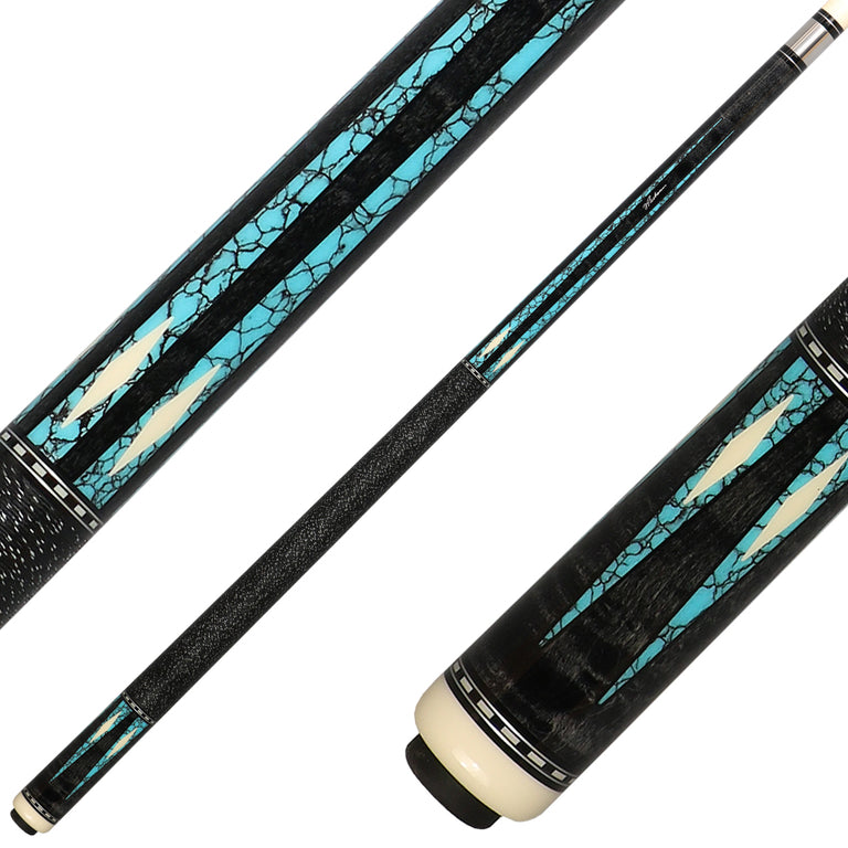 J Pechauer P19C-TQ Pro Series Pool Cue - Ebony Stain with Turquoise Points