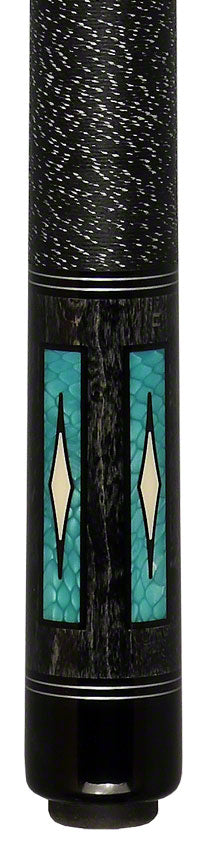 J Pechauer P20C-AQ Pro Series Pool Cue - Charcoal Stain with Aquamarine Avorion Points