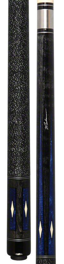 J Pechauer P20C-B Pro Series Pool Cue - Charcoal Stain with Blue Avorion Points 5