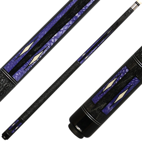 J Pechauer P20C-P Pro Series Pool Cue - Charcoal Stain with Purple Avorion Points 1