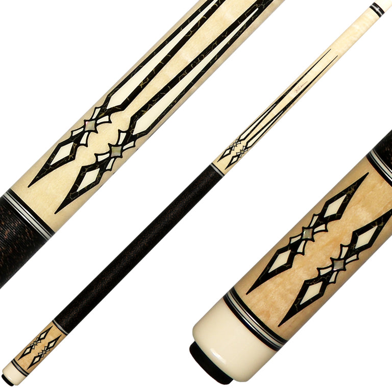 J Pechauer P22N Pro Series Pool Cue - Maple with Sim. Ebony and Gold Vein Inlays