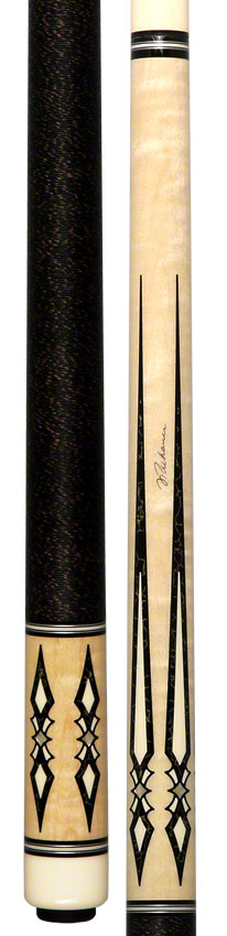 J Pechauer P22N Pro Series Pool Cue - Maple with Sim. Ebony and Gold Vein Inlays
