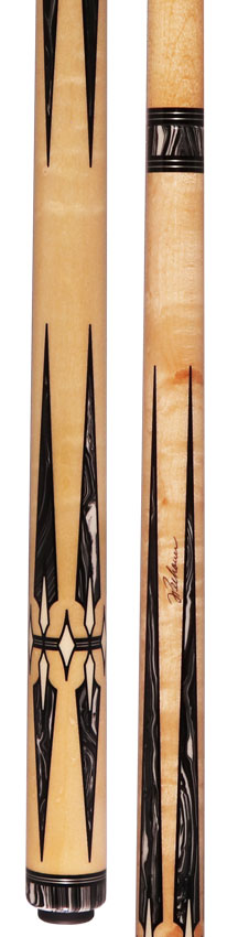 J Pechauer P22R Pro R Series No Wrap Pool Cue - No-Stained Maple with Black and White Malachite Points 3