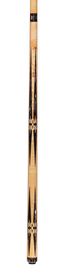 J Pechauer P22R Pro R Series No Wrap Pool Cue - No-Stained Maple with Black and White Malachite Points