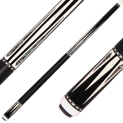 Pechauer P23R Pro R Series Pool Cue - Ebony-Stained Maple with Sim. Ivory Points and Abalone Inlays with Irish Linen Wrap 1
