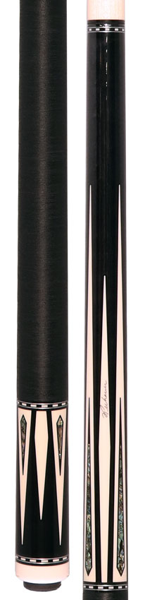 Pechauer P23R Pro R Series Pool Cue - Ebony-Stained Maple with Sim. Ivory Points and Abalone Inlays with Irish Linen Wrap