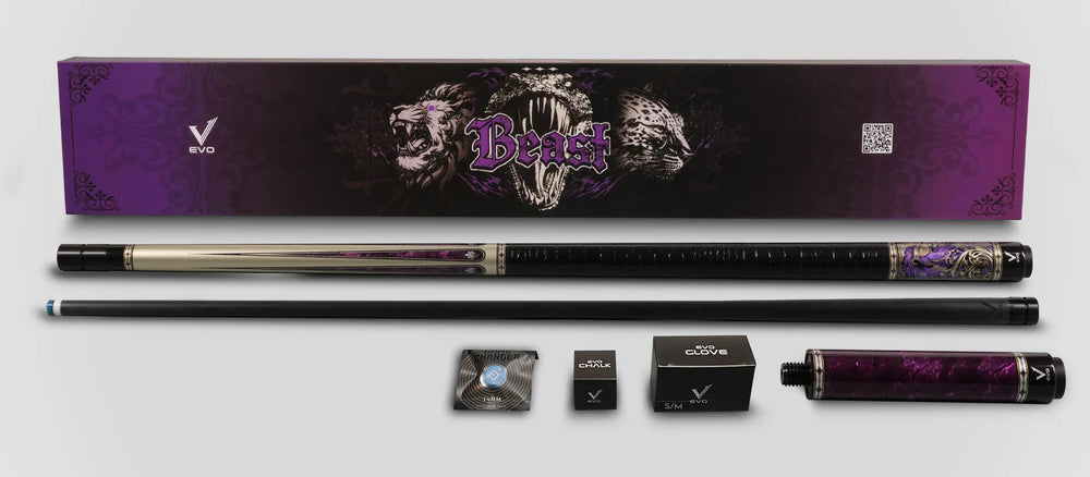 EVO Beast Amethyst Lion Leather Wrap Pool Cue Maxbing Edition