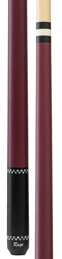 Rage RG05 Wrapless Pool Cue - Plum Red with Checkers