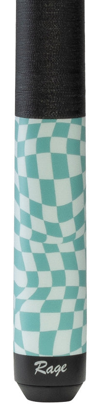 Rage RG07 Pool Cue with Pressed Nylon Wrap - Sky Blue Warped Checkers