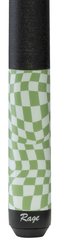 Rage RG08 Pool Cue with Pressed Nylon Wrap - Lime Green Warped Checkers 2