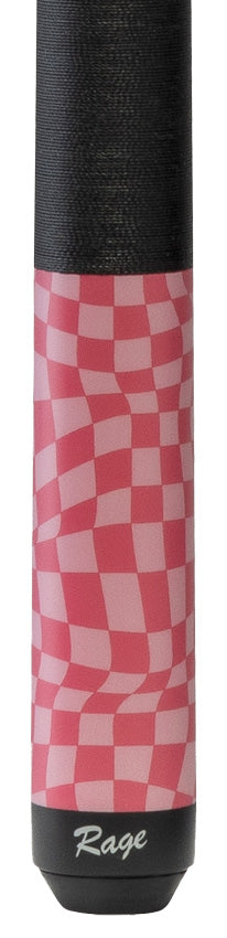 Rage RG09 Pool Cue with Pressed Nylon Wrap - Dark Fuchsia Warped Checkers 2