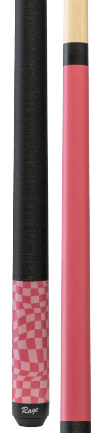 Rage RG09 Pool Cue with Pressed Nylon Wrap - Dark Fuchsia Warped Checkers