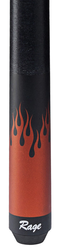 Rage RG52 Pool Cue with Black Linen Wrap - Matte Black Forearm and Orange Flames