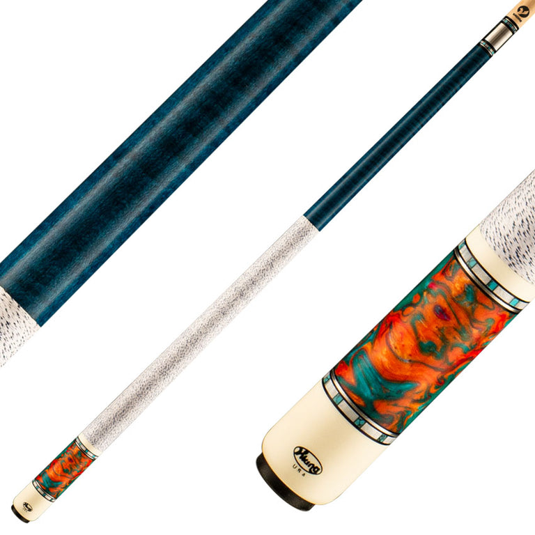 Viking TW0308 Twilight Series Play Cue - Teal-Stained Birdseye Maple with Aqua Fire Premium Pearl