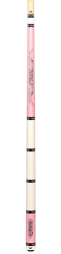 Cueroc CR-D05 Goth 1 No Wrap Pool Cue - Pink with Silver Graphic 6