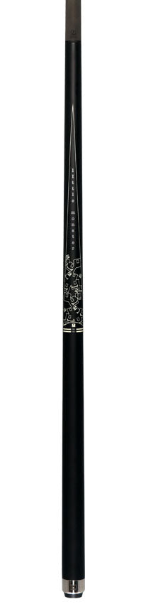 Little Monster LMPQ2SW No Wrap Play Cue with Carbon Fiber Shaft - Matte Black with 2 White Points Graphics 6
