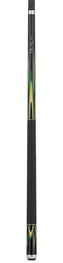 Predator Sang Lee 2-2 Black with Green / Maple / Ebony Butterfly Points Limited Edition Pool Cue - Radial with Luxe Leather Wrap