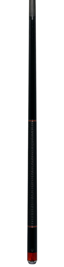 Bull Carbon Black with Cocobolo Inlays Play Cue with Textured Leather Wrap