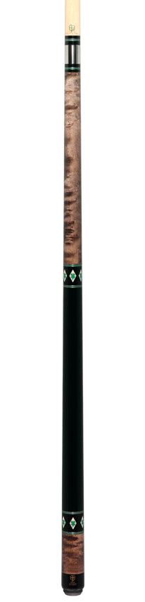McDermott H850 H-Series Pool Cue - Gray and Walnut Stained Birdseye Maple with Green Clover Inlays