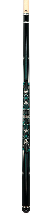 Cueroc CR-D02 Storm 2 Black and Green Graphic No Wrap Pool Cue