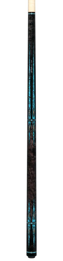 Pechauer Limited Edition Carbon Stained Maple with Turquoise Points and Abalone Inlays Pool Cue - PL36 6