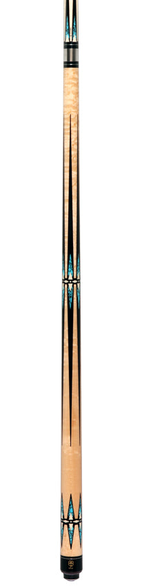 McDermott G605 G Series No Wrap Pool Cue - Maple with Black Urethane Points and Turquoise Inlays