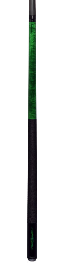 Bull Carbon Green Stained Maple with Green Genuine Shell Inlays Play Cue with Textured Leather Wrap 6