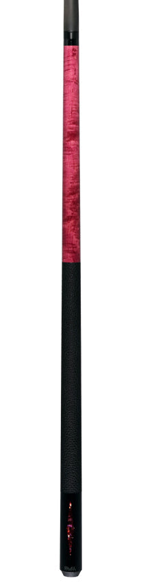 Bull Carbon Pink Stained Maple with Pink Genuine Shell Inlays Play Cue with Textured Leather Wrap 6