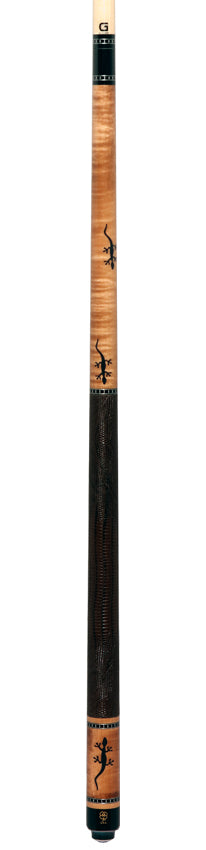 McDermott G516 G Series Pool Cue - Curly Maple with Juma Gecko Inlays and Lizard Leather Wrap