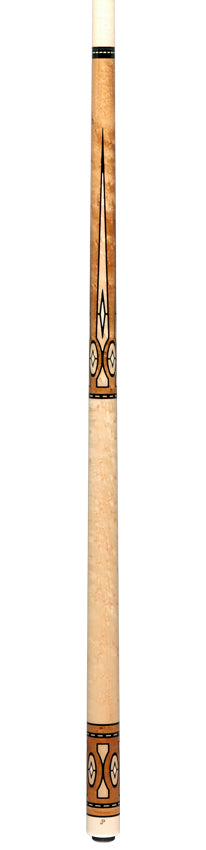 Pechauer JP23T JP T Series No Wrap Pool Cue - Natural-Stained Maple with Sim. Ebony Framed Maple and Sim. Ivory Inlays