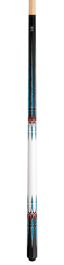 Lucky L81 No Wrap Pool Cue - Black with Blue / Red / White Graphic