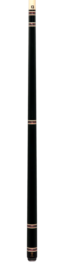 McDermott H551 H-Series No Wrap Pool Cue - Black Painted Maple with Red Pearl and Silver Rings