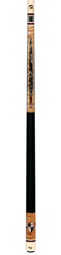 Viking DF0804 Defender Series Pool Cue - Maple with Smoke Sword Points and Shield Inlays