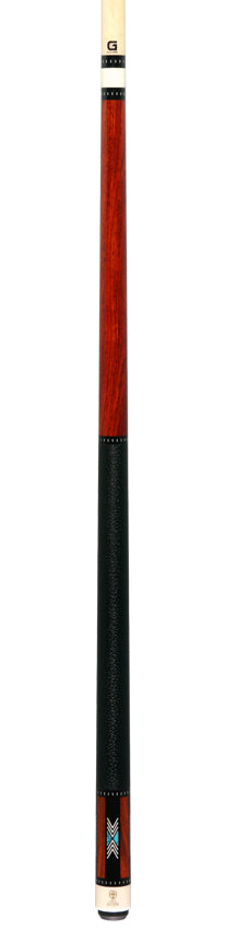 McDermott H950 H-Series Pool Cue - Cocobolo Forearm with Turquoise / Black / White Inlays and Irish Linen Wrap