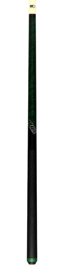 K2 KLCGN Pool Cue with Leather Wrap - Matte Green-Stained Maple with 12.50mm LD Shaft