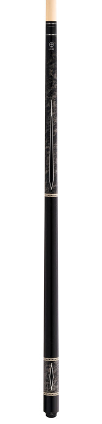 Lucky L54 Pool Cue - Gray Burl Wood with Black Points Graphic and Textured Leather Wrap 4