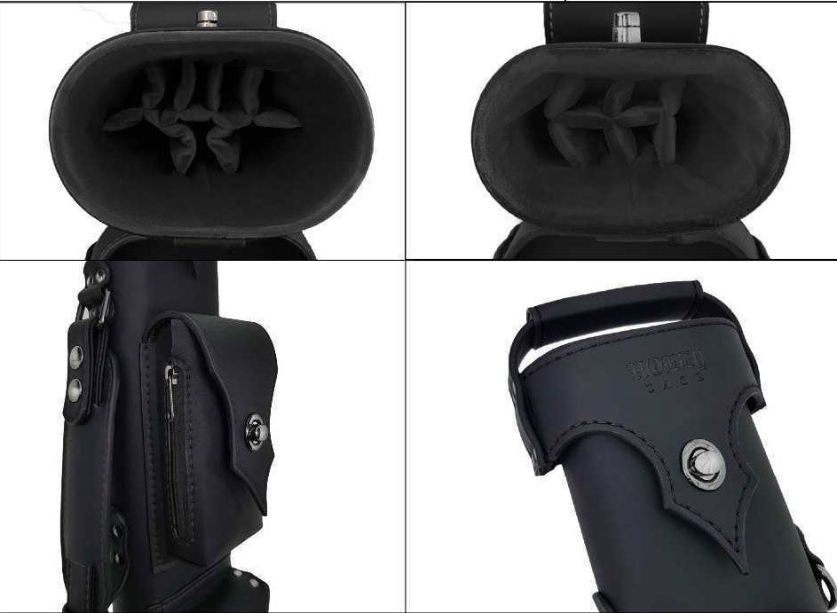 Holly Monochrome Series Pool Cue Case - Stitched Black