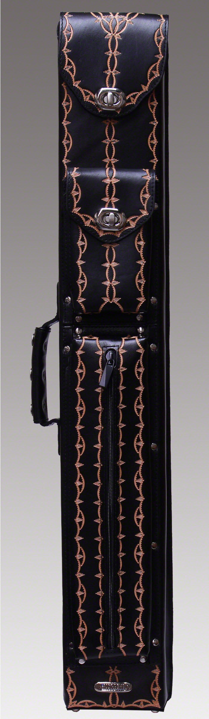 Instroke 2x4 FIT-A Black Hand Tooled Pool Cue Case