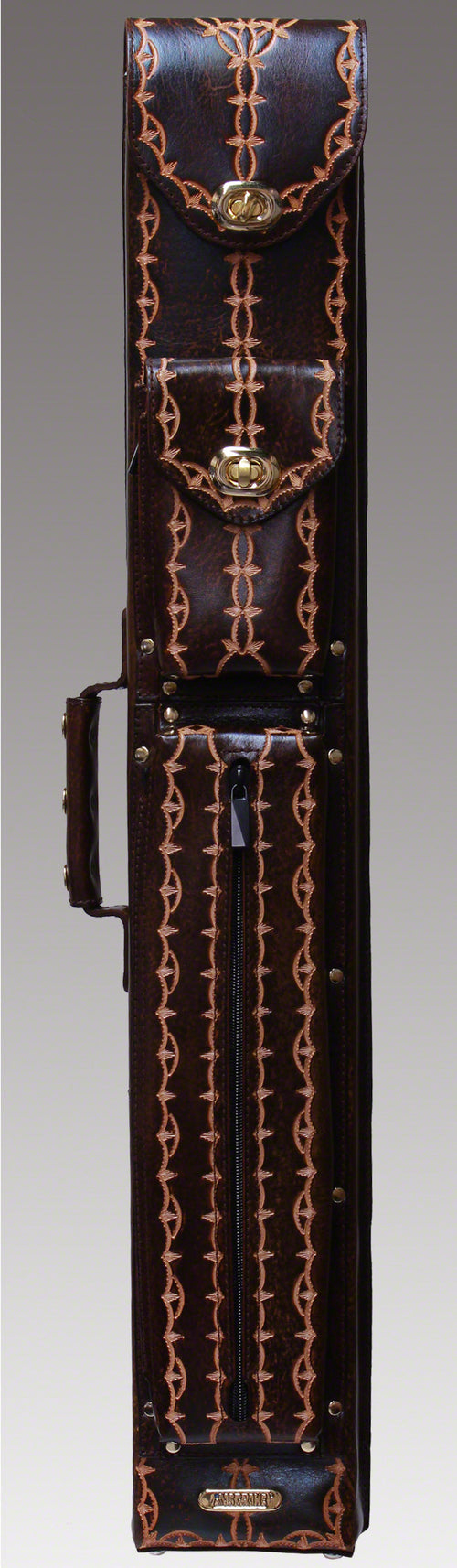 Instroke 2x4 FIT-B Brown Hand Tooled Pool Cue Case