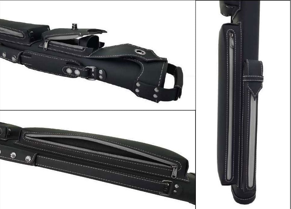 Holly Monochrome Series Pool Cue Case - Gray Stitched